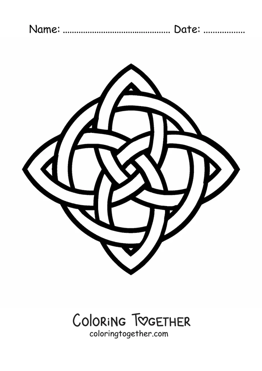 Coloring page of a Celtic knot mandala