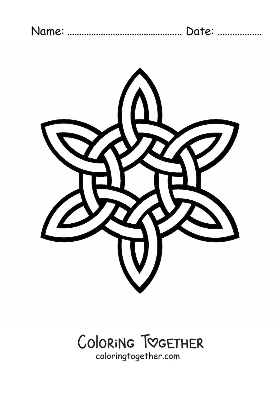 Coloring page of a Celtic knot mandala