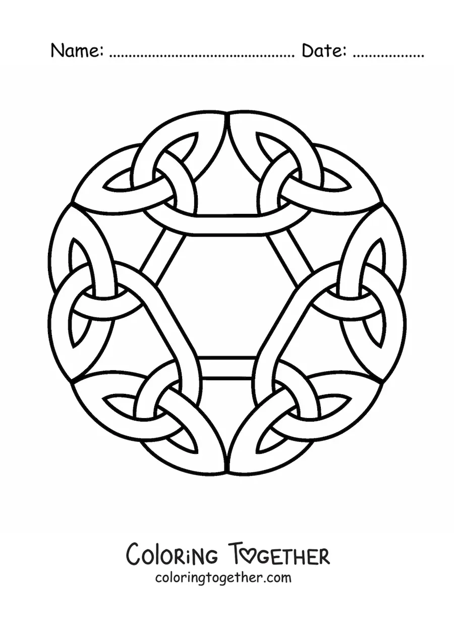 Coloring page of a Celtic knot mandala