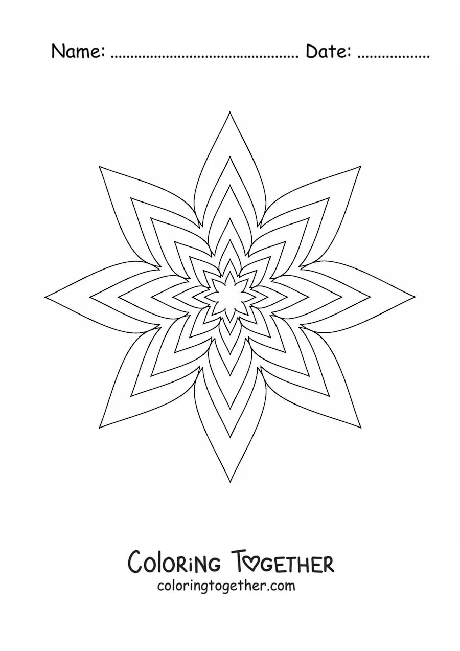 Coloring page of an easy star mandala