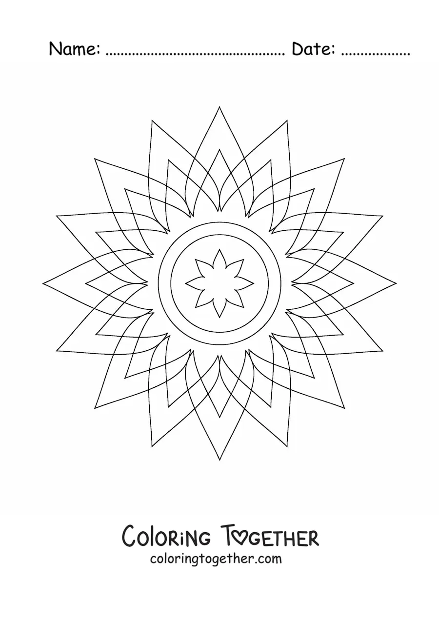 Coloring page of an easy star mandala
