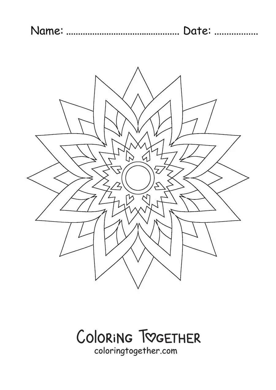 Coloring page of an easy star mandala