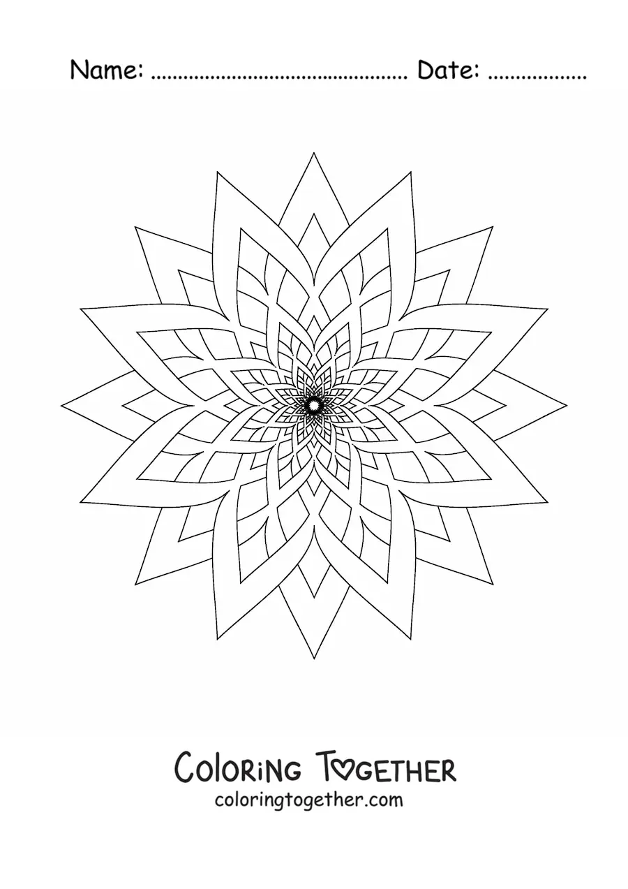 Coloring page of an easy star mandala