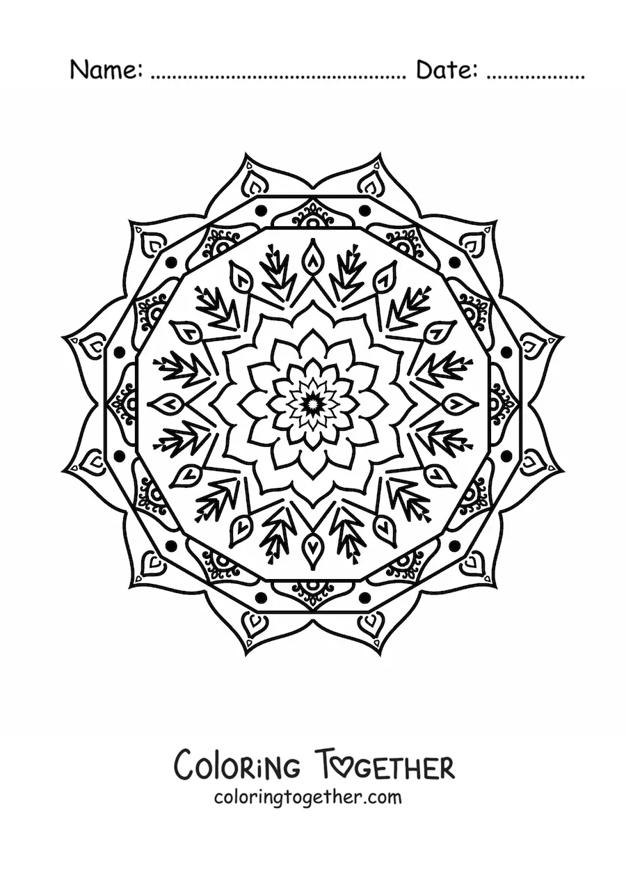 Coloring page of an easy star mandala