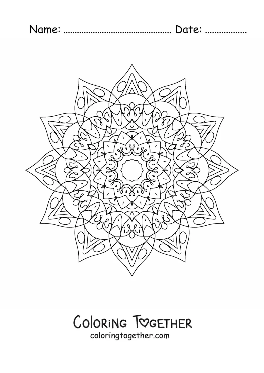 Coloring page of a difficult star mandala