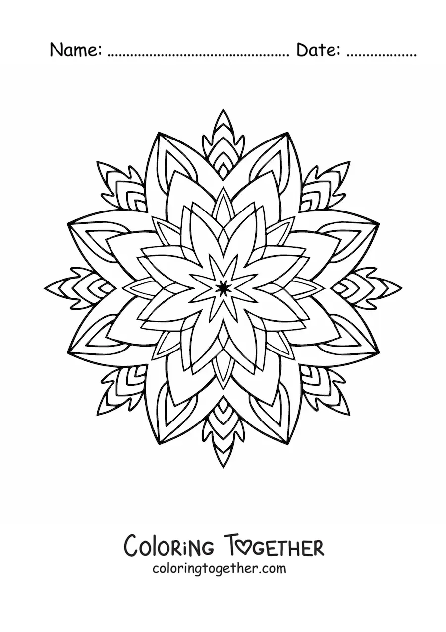 Coloring page of a difficult star mandala