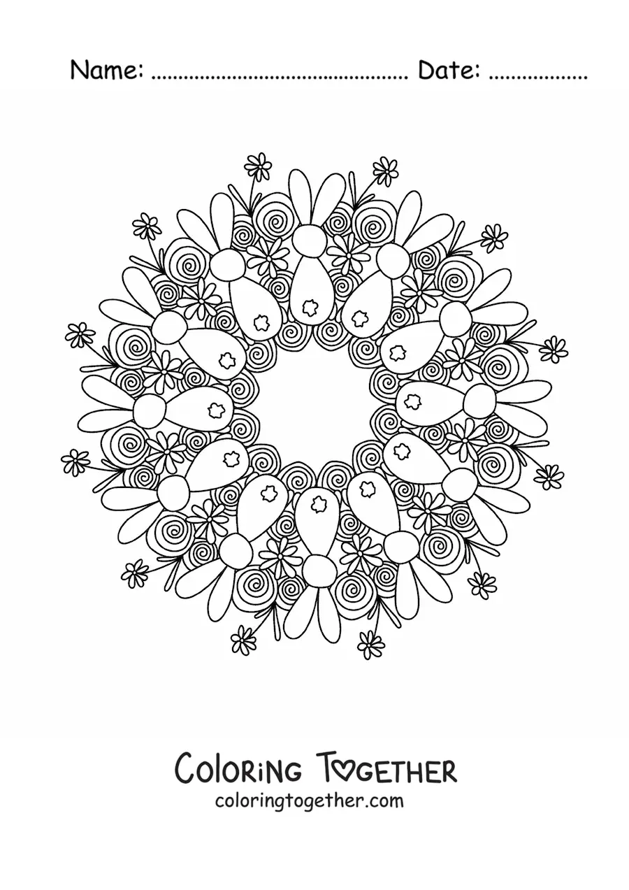 Coloring page of an Easter bunny mandala