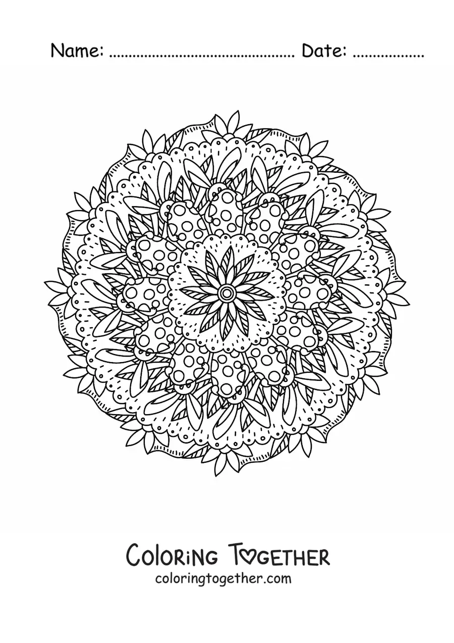 Coloring page of an Easter bunny mandala