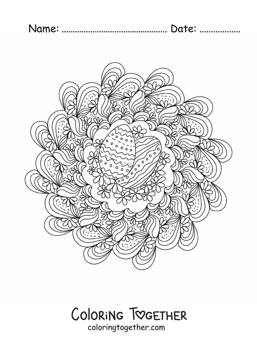 Coloring page of an Easter eggs mandala