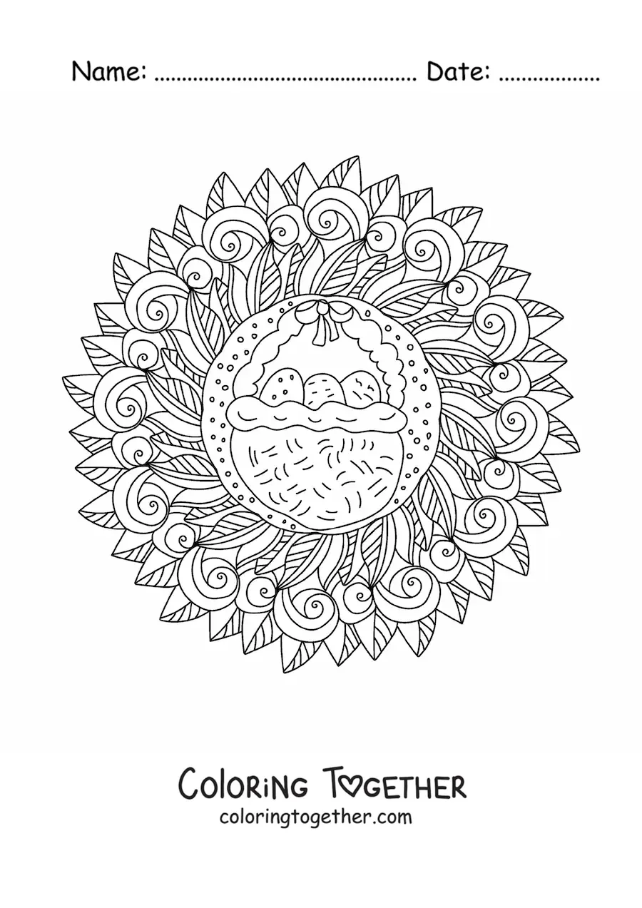Coloring page of an Easter eggs mandala