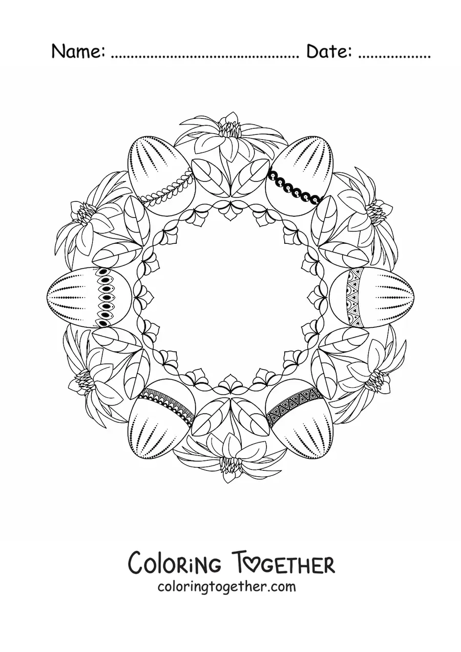 Coloring page of an Easter eggs mandala