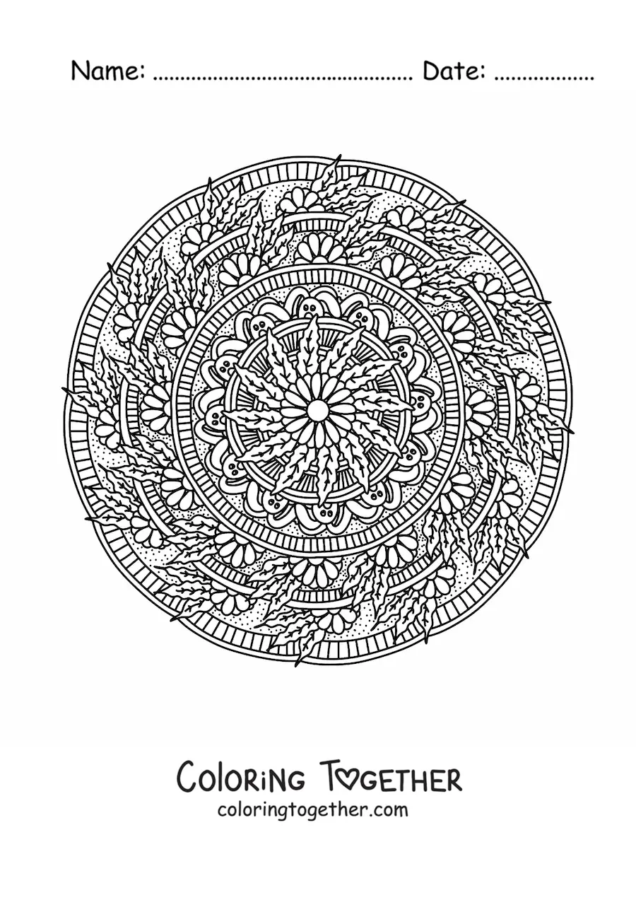 Coloring page of a Zentangle style Easter bunny mandala