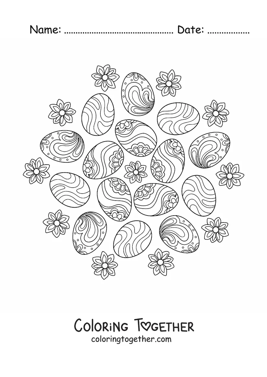 Coloring page of Zentangle style Easter eggs