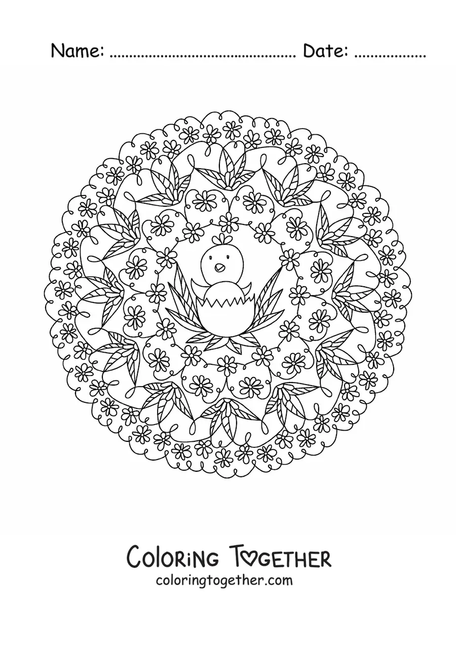 Coloring page of an Easter mandala