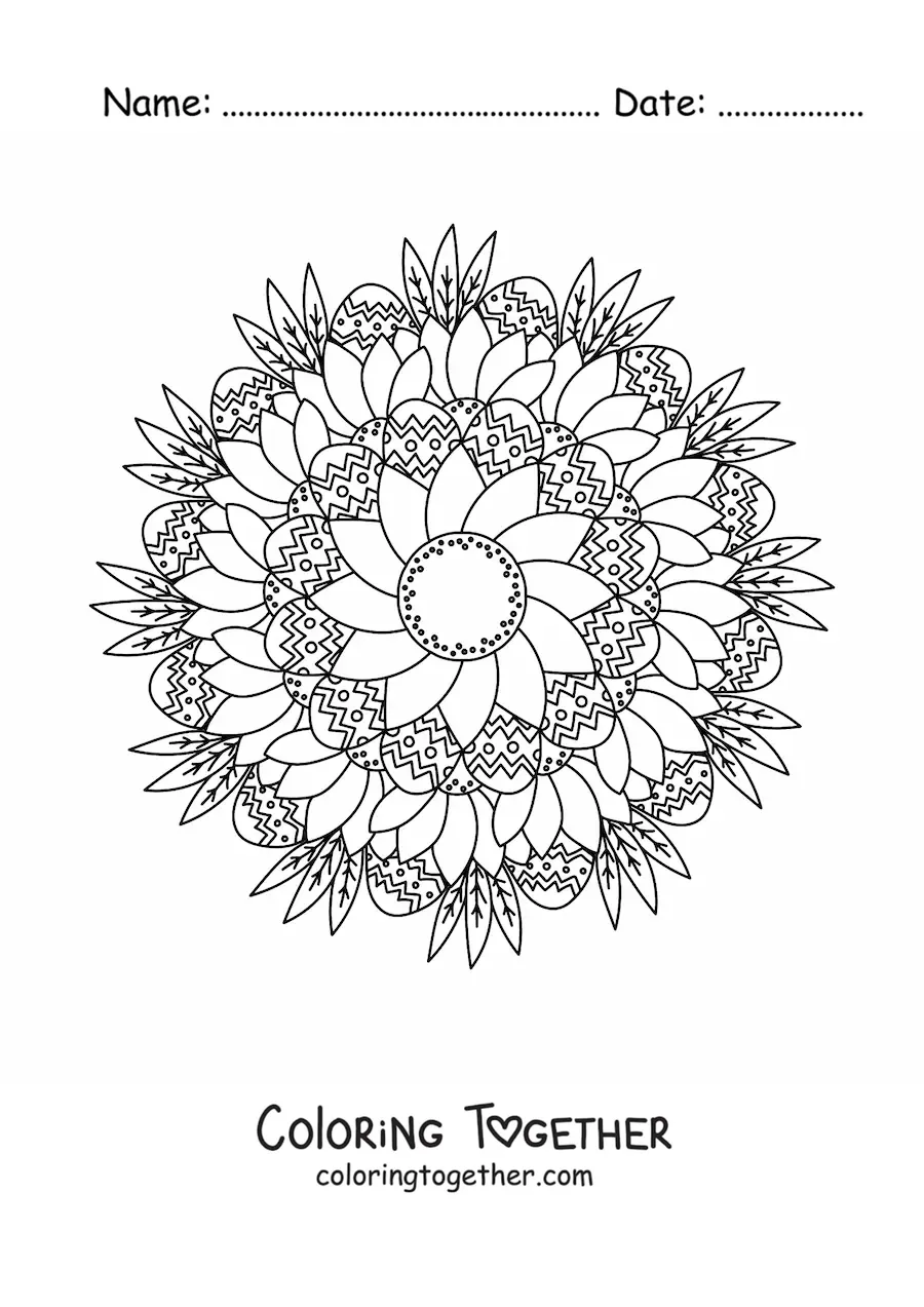 Coloring page of an Easter mandala