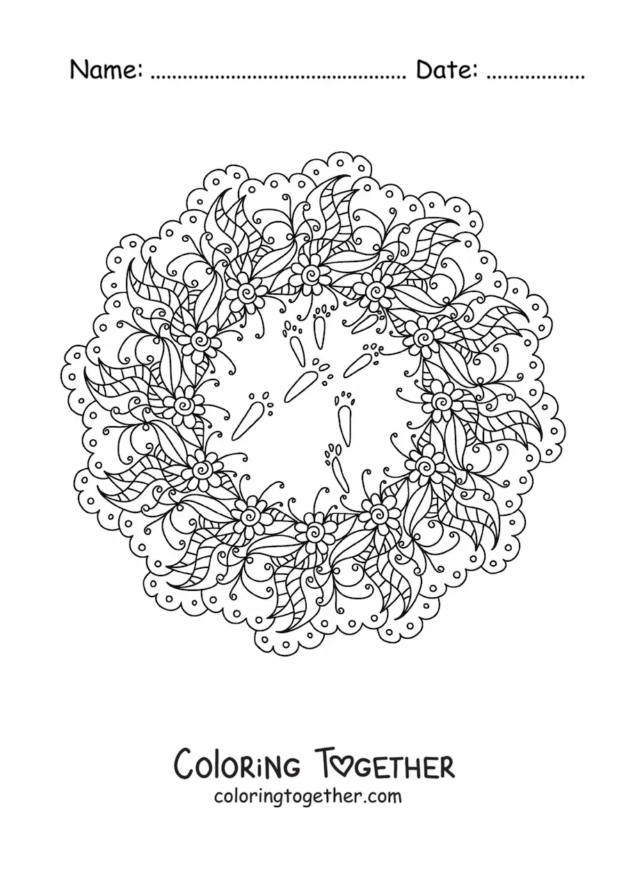 Coloring page of an Easter mandala