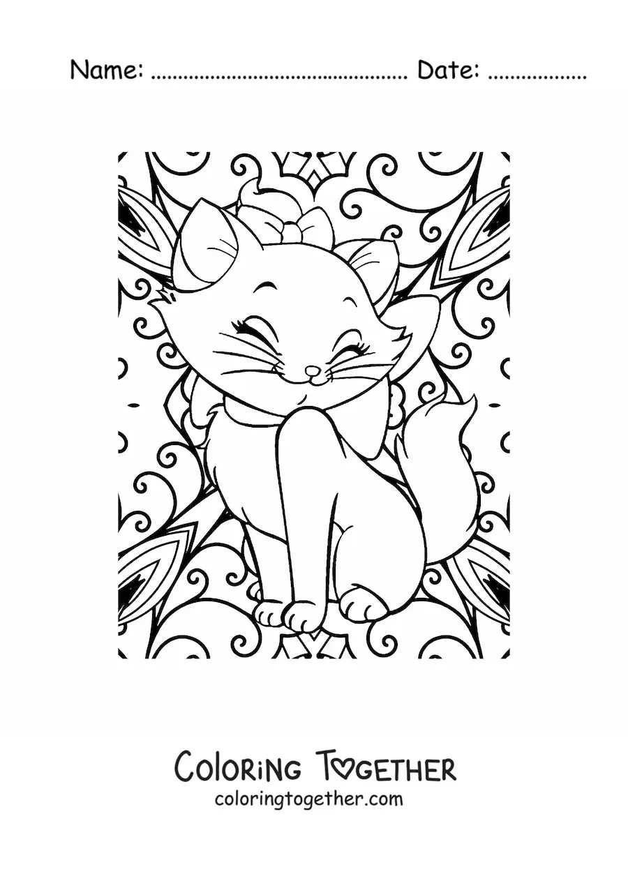 Coloring page of a mandala of Marie from The Aristocats