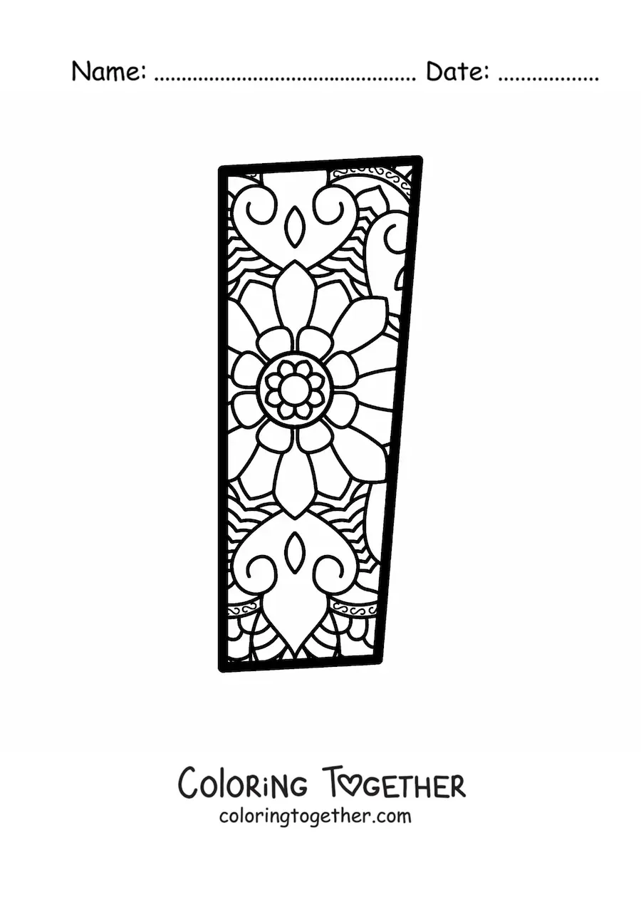 Coloring page of a mandala of the letter i