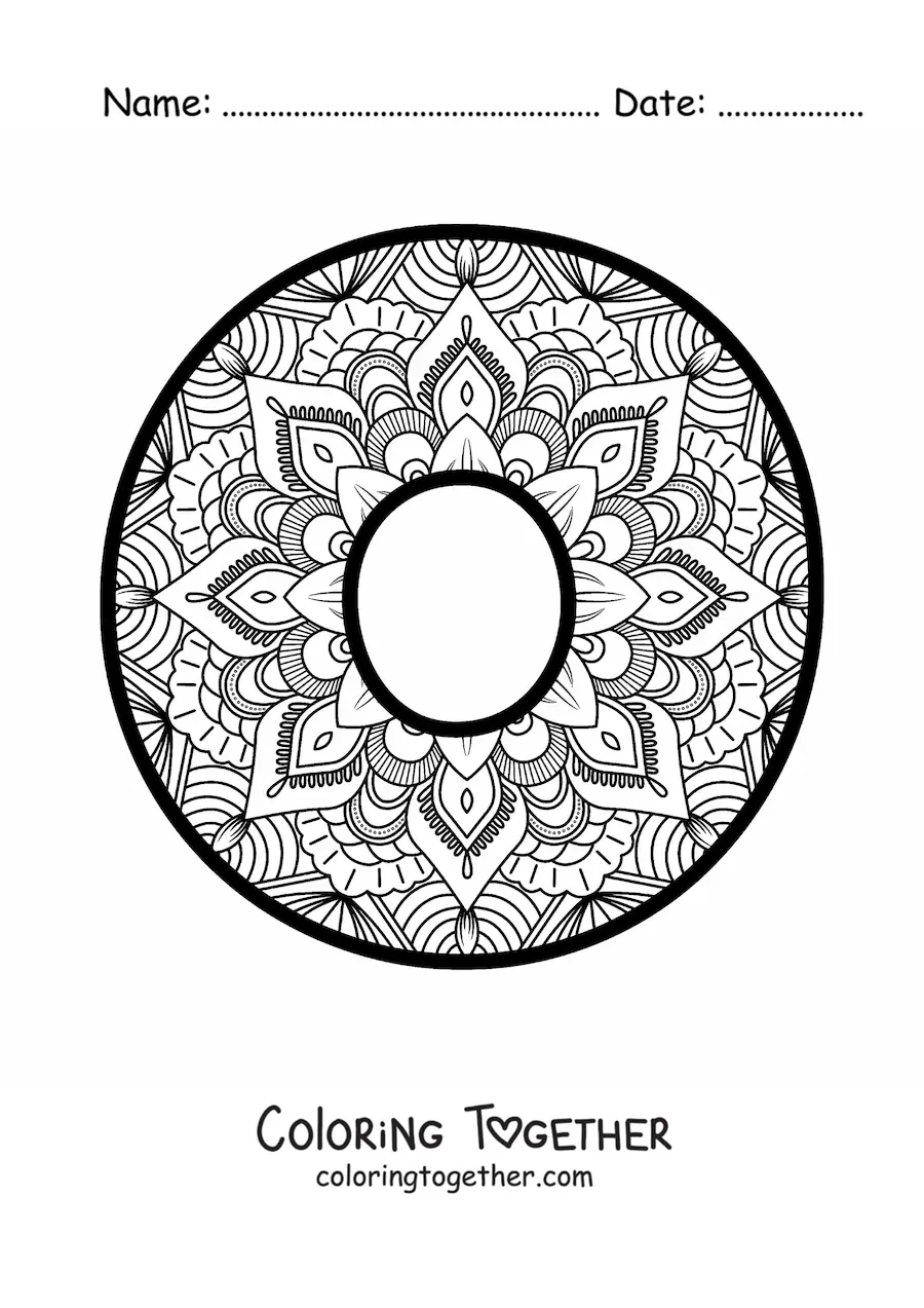 Coloring page of a mandala of the letter o