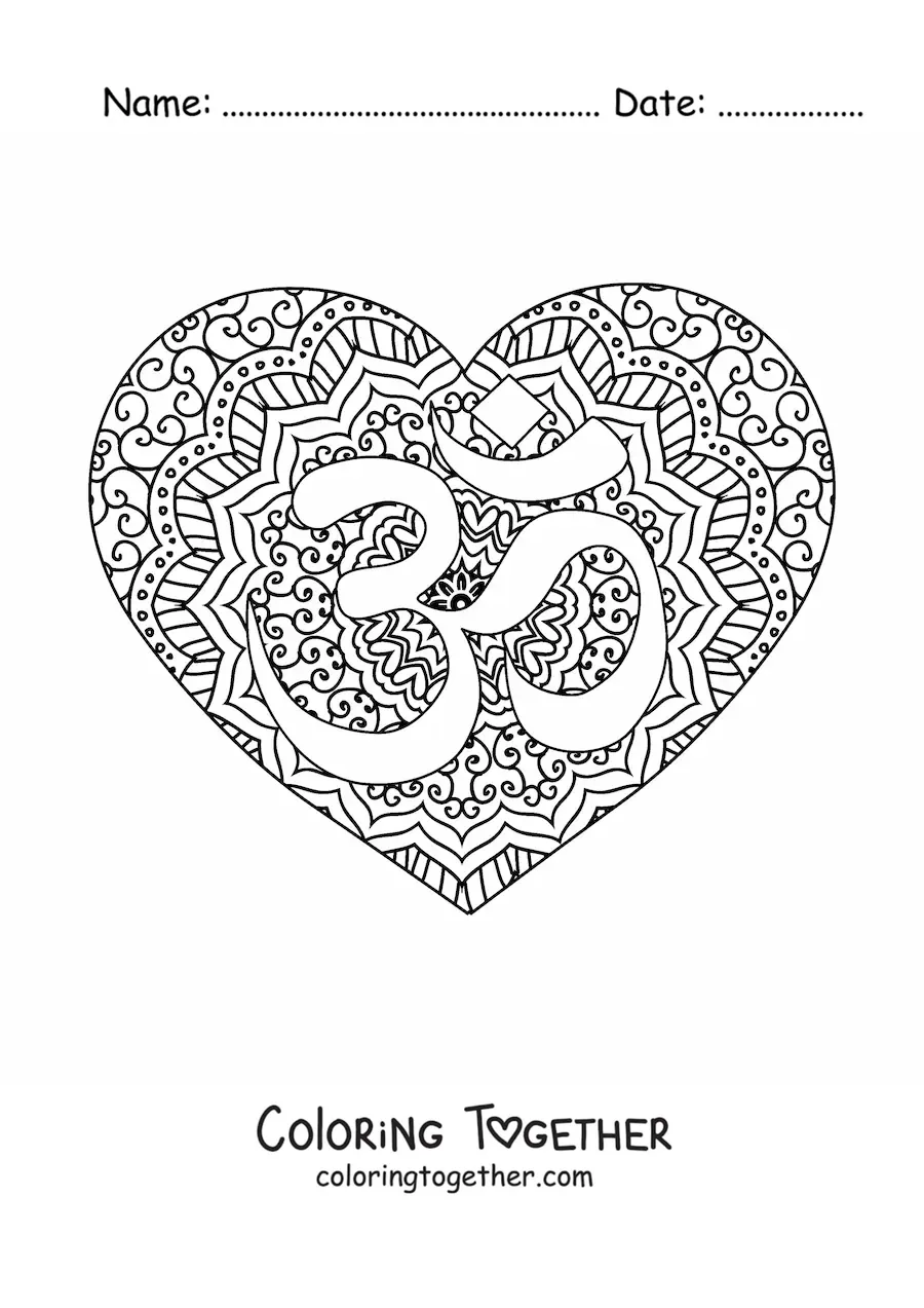 Coloring page of a Buddhist mandala of om