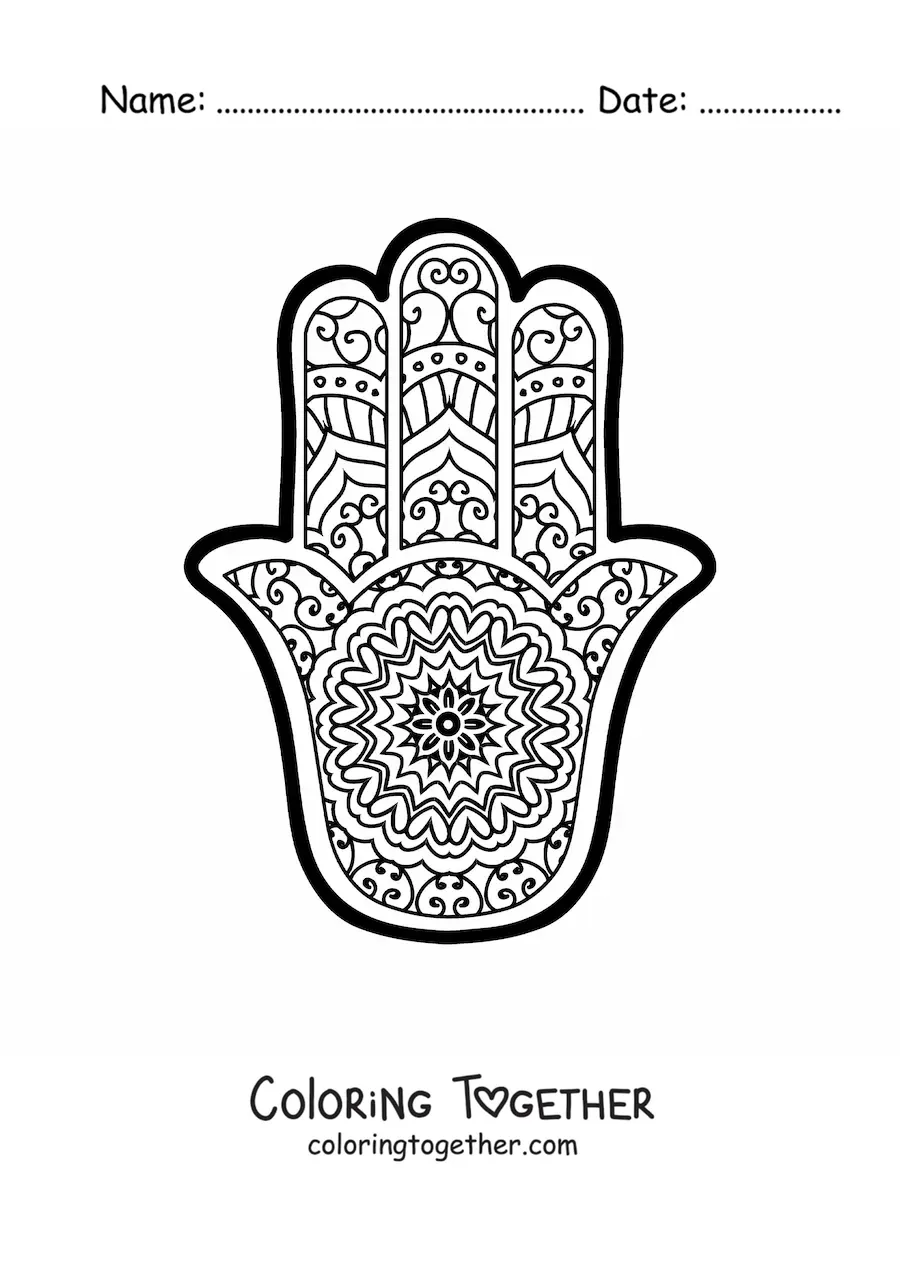 Coloring page of a Buddhist mandala of the hamsa