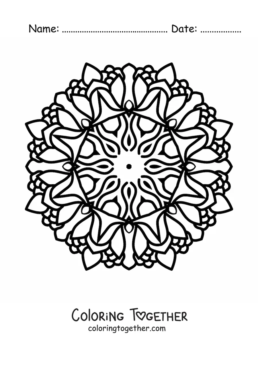 Coloring page of an easy Buddhist mandala