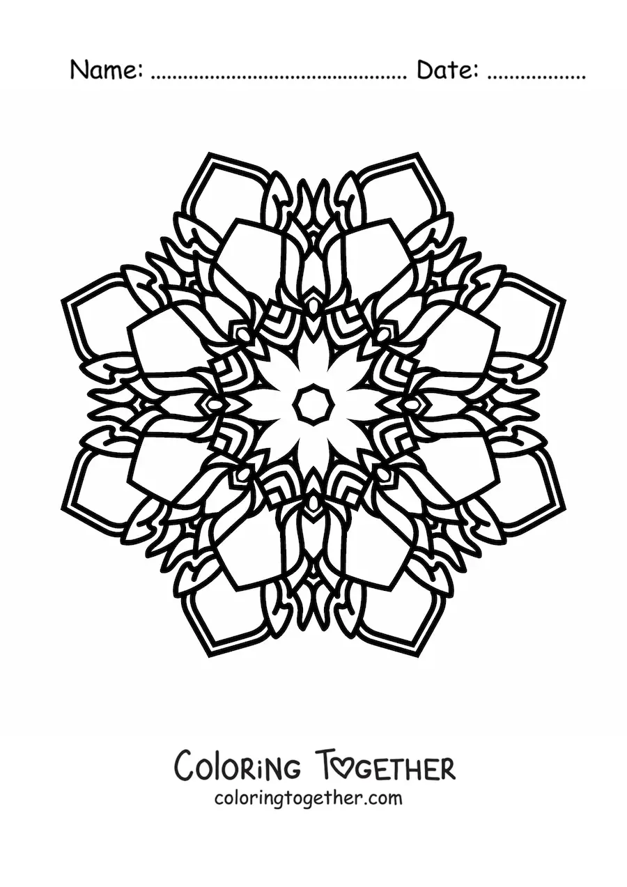 Coloring page of an easy Buddhist mandala