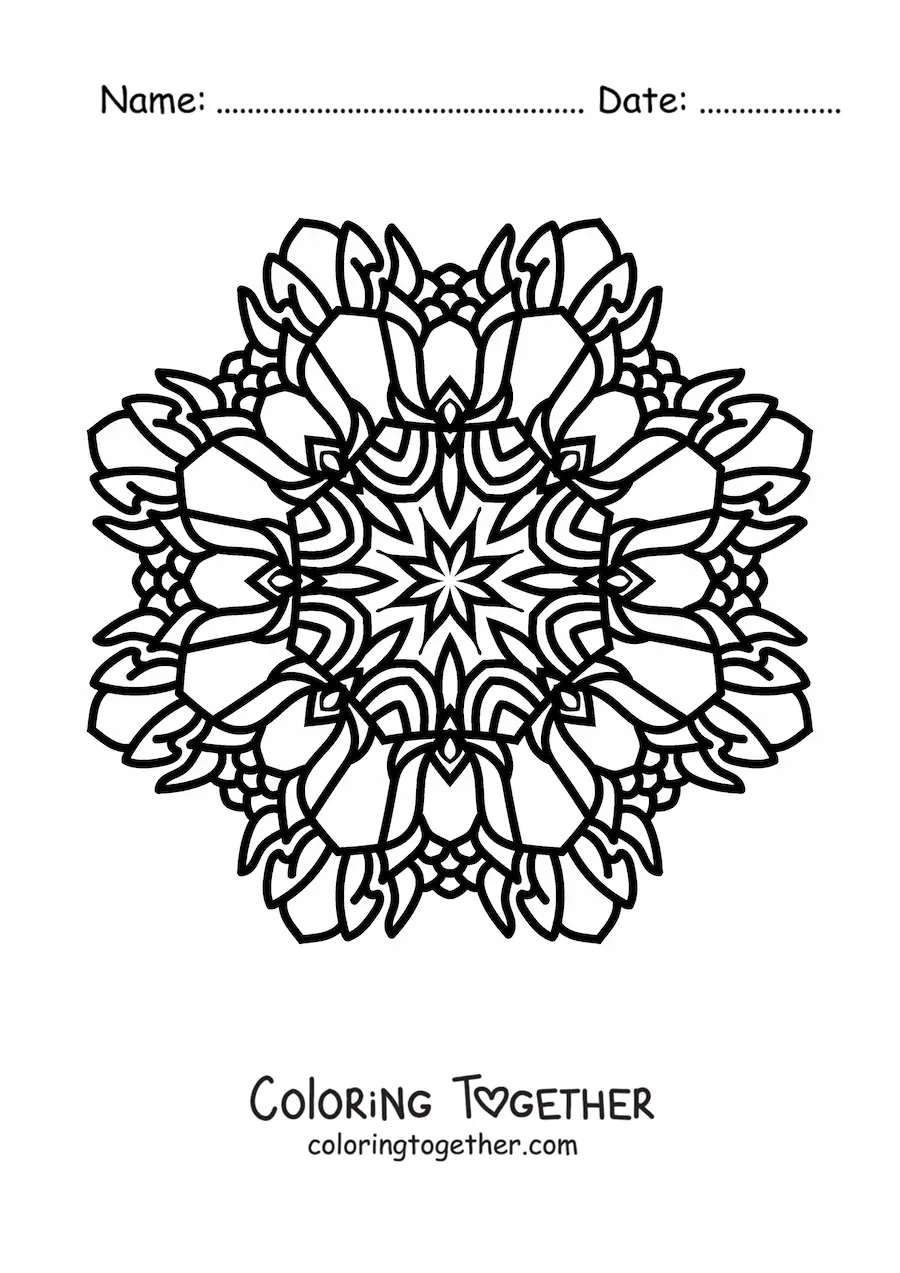 Coloring page of an easy Buddhist mandala