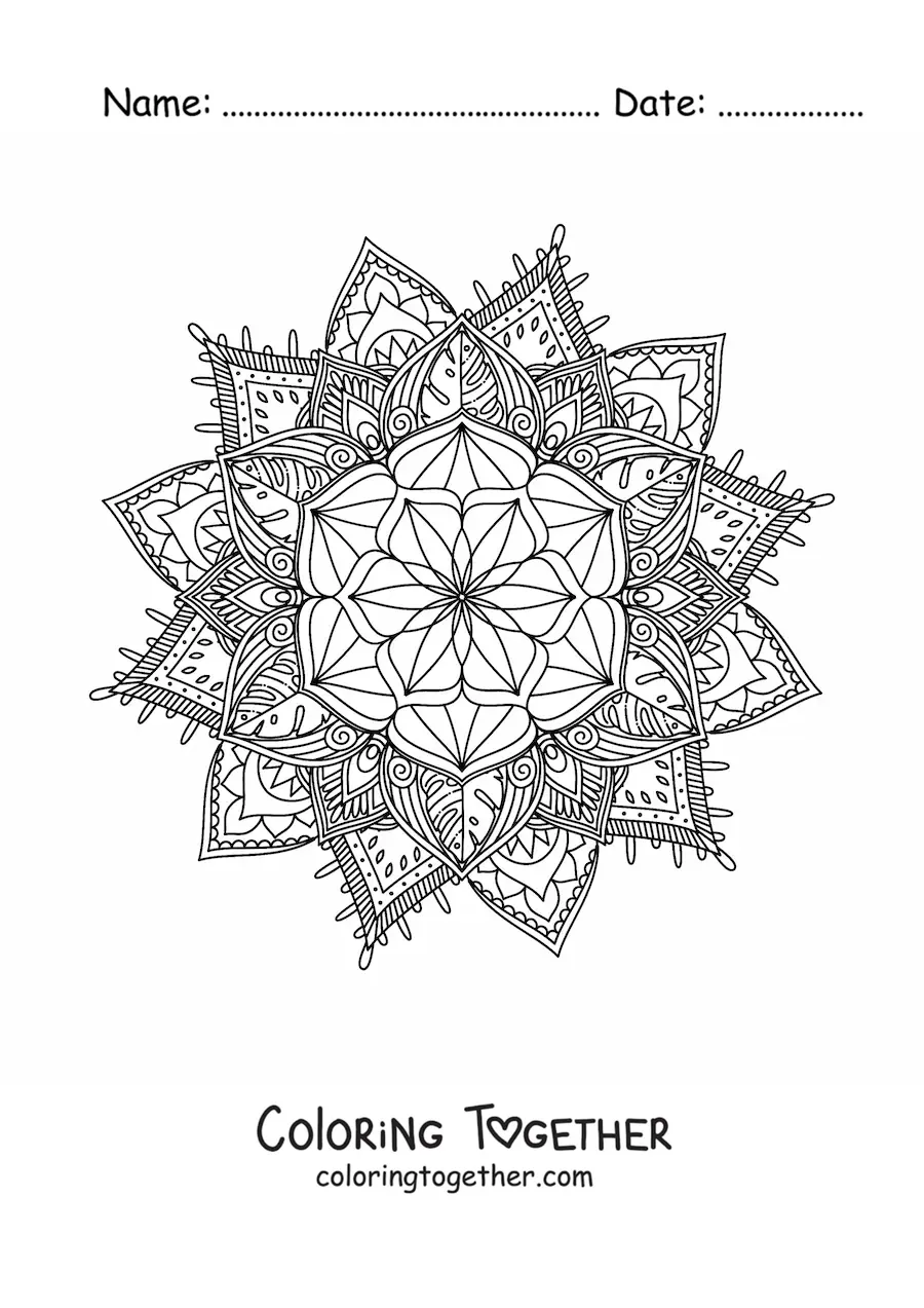Coloring page of a Buddhist mandala for adults
