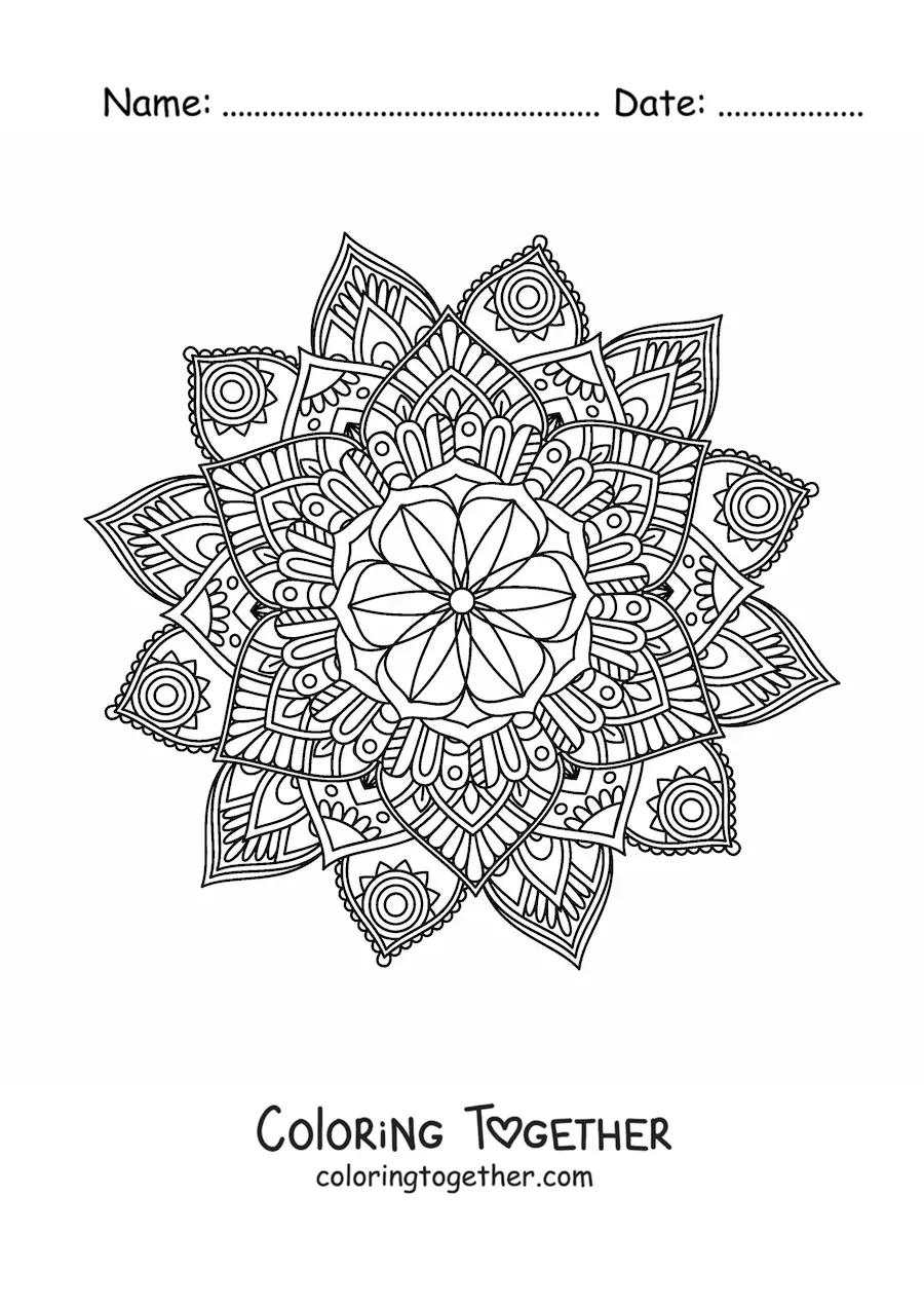 Coloring page of a Buddhist mandala for adults