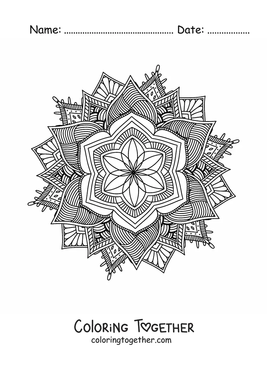 Coloring page of a Buddhist mandala for adults