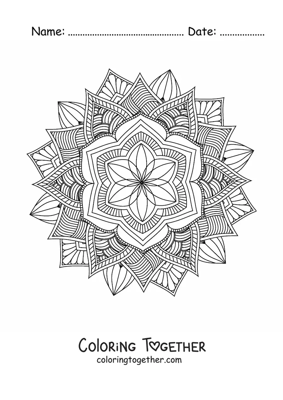 Coloring page of a Buddhist mandala for adults