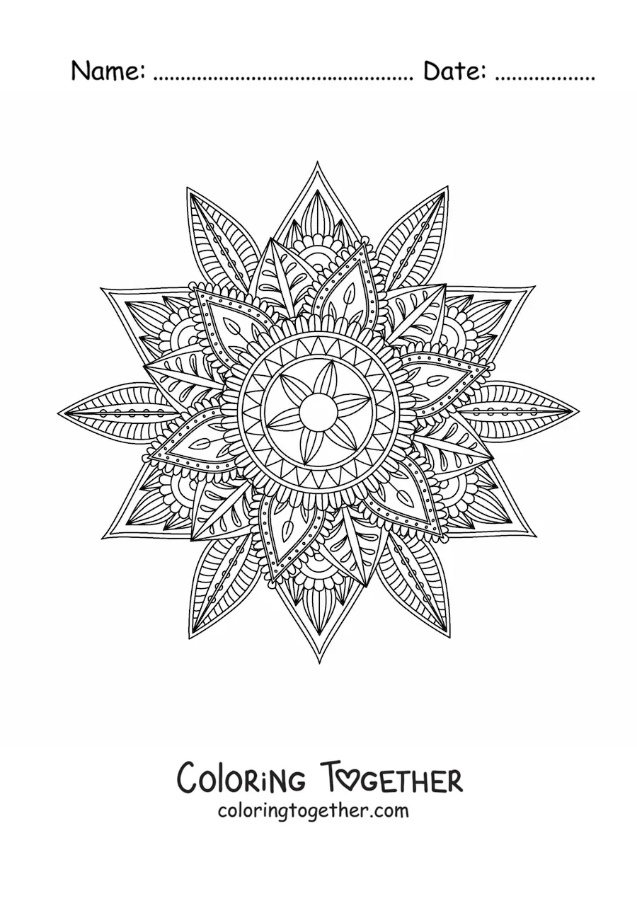 Coloring page of a Buddhist mandala for adults