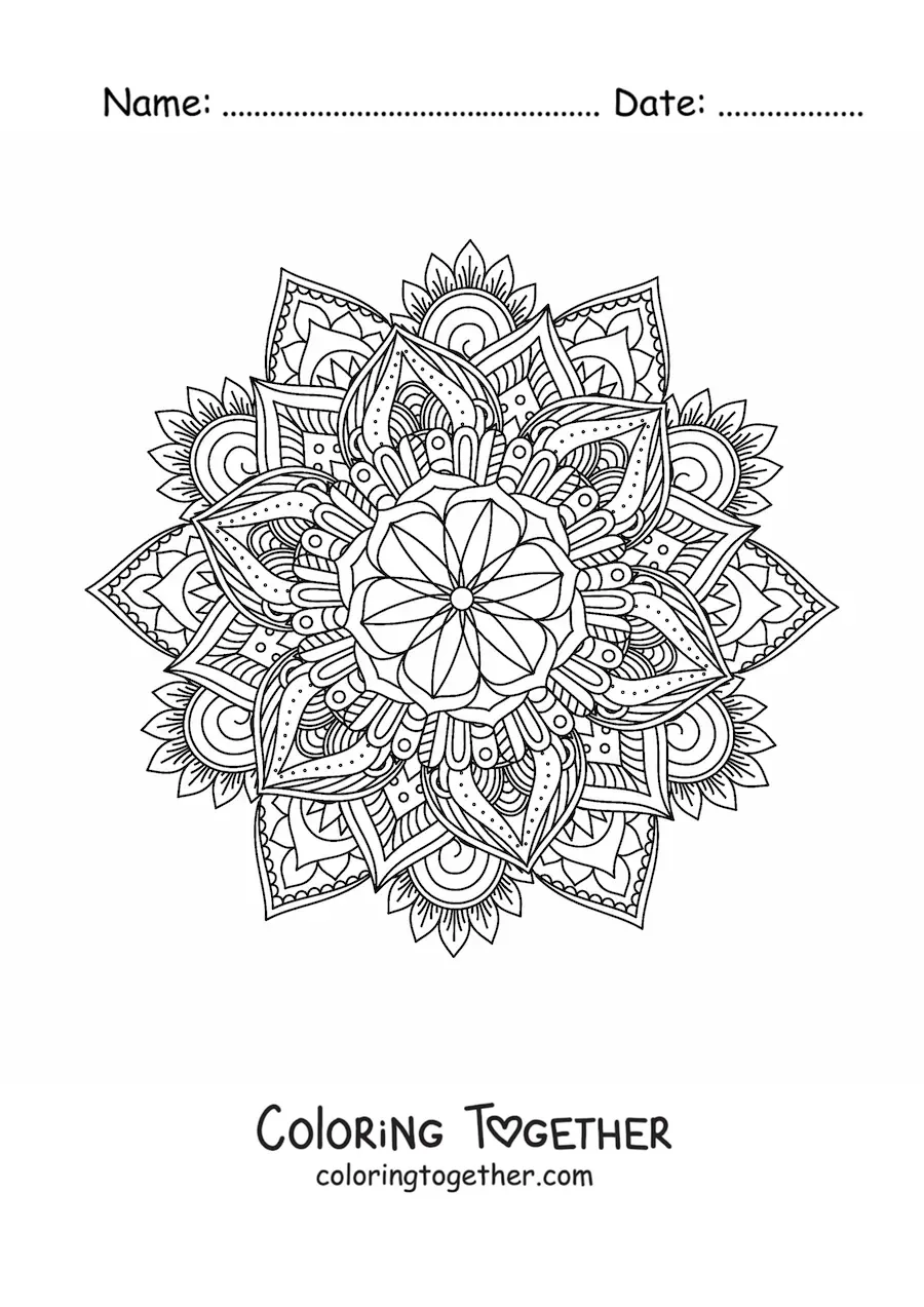 Coloring page of a difficult Buddhist mandala