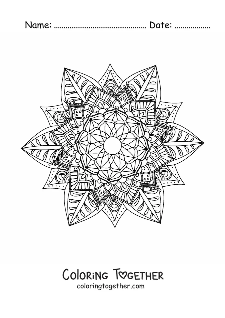 Coloring page of a difficult Buddhist mandala