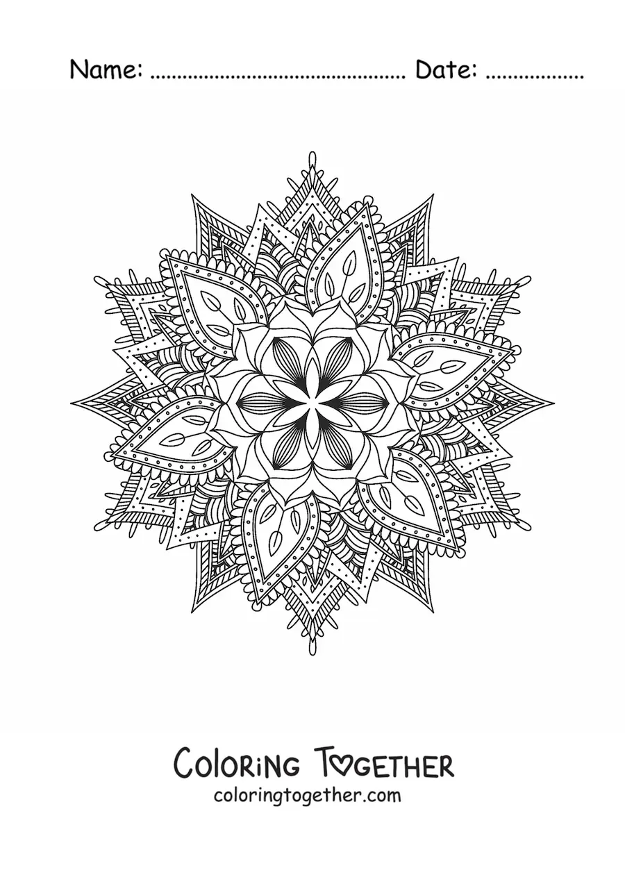 Coloring page of a difficult Buddhist mandala
