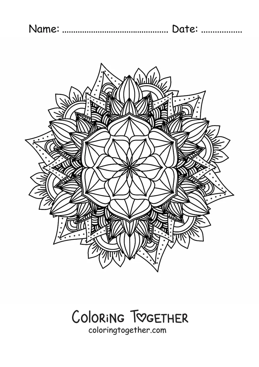 Coloring page of a difficult Buddhist mandala