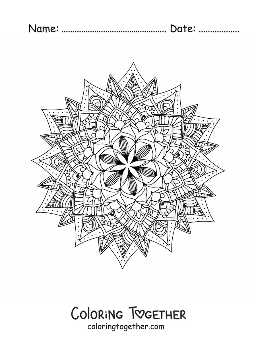Coloring page of a difficult Buddhist mandala