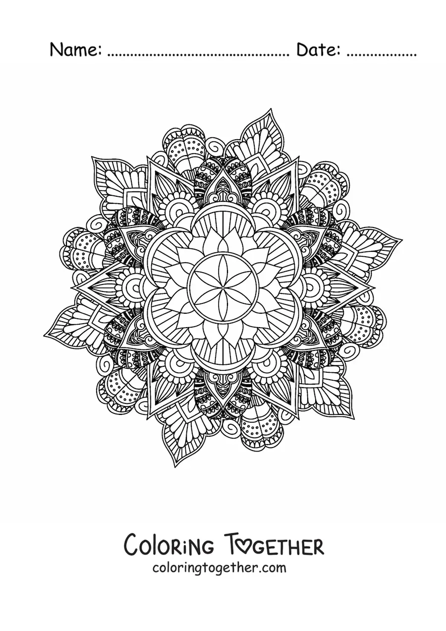 Coloring page of a Buddhist mandala