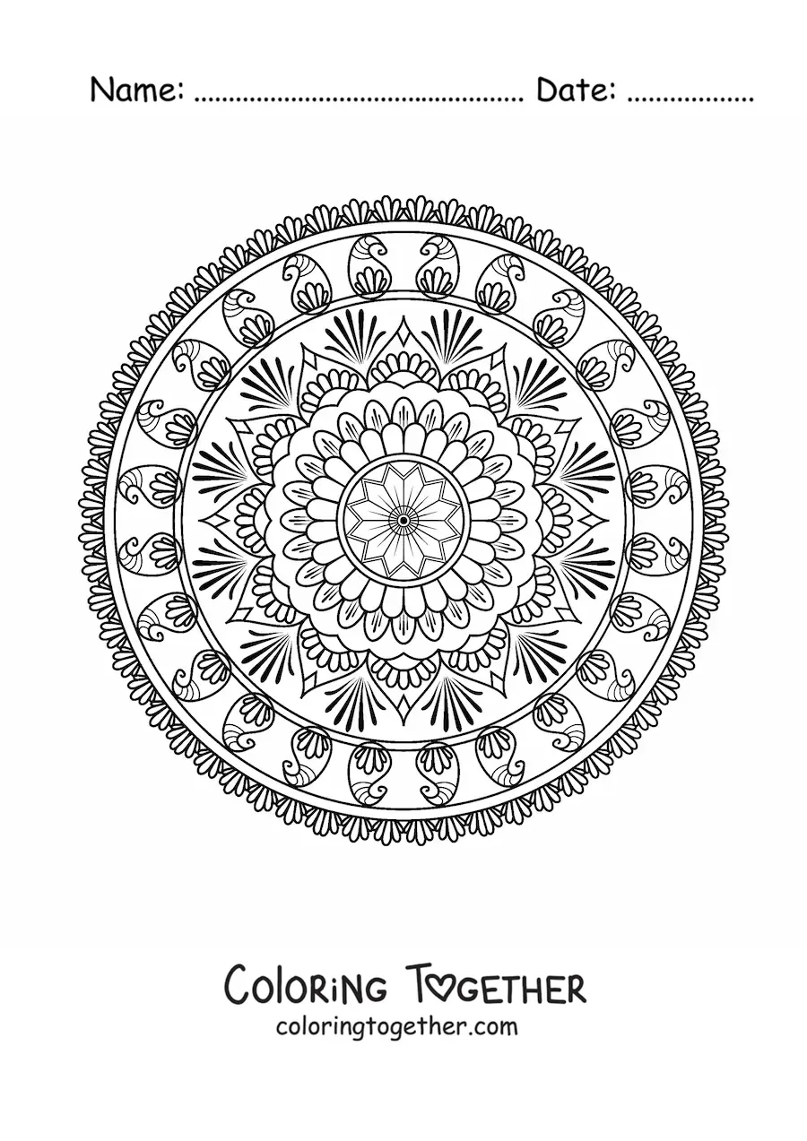 Coloring page of an Islamic mandala