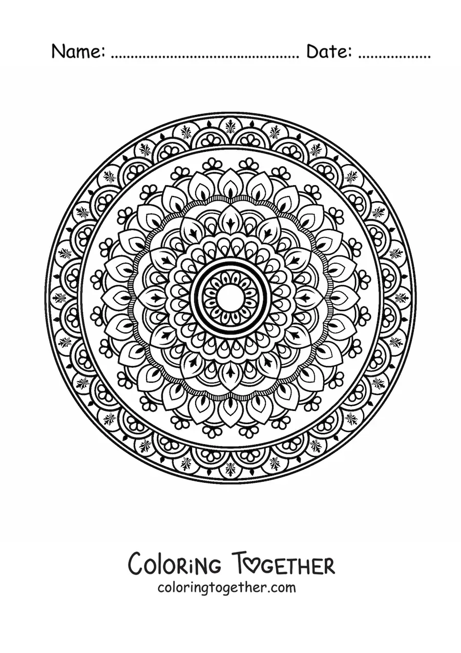 Coloring page of an Islamic mandala