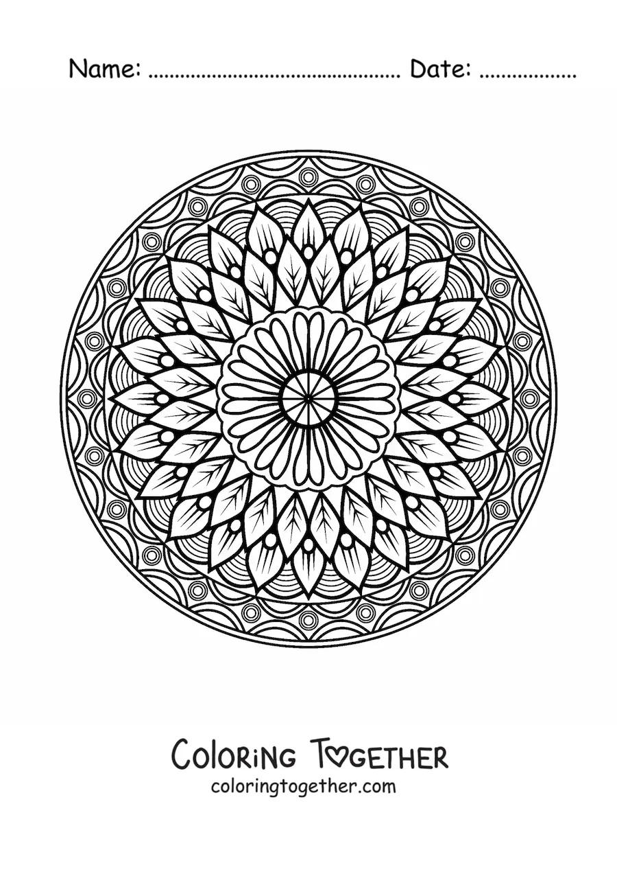 Coloring page of an Islamic mandala