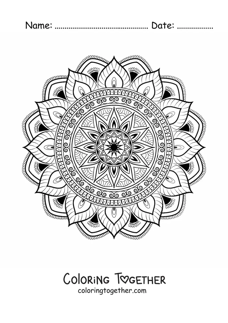 Coloring page of an Islamic mandala