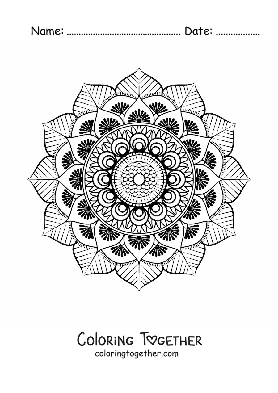 Coloring page of an Islamic mandala