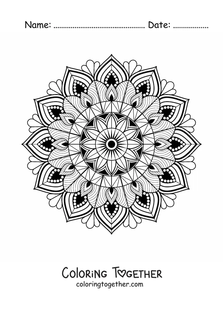 Coloring page of a mandala with an Islamic design