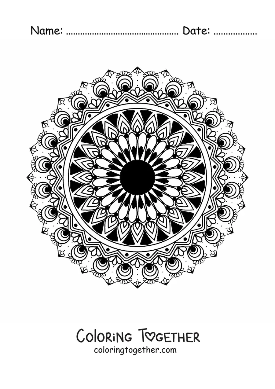 Coloring page of a mandala with an Islamic pattern