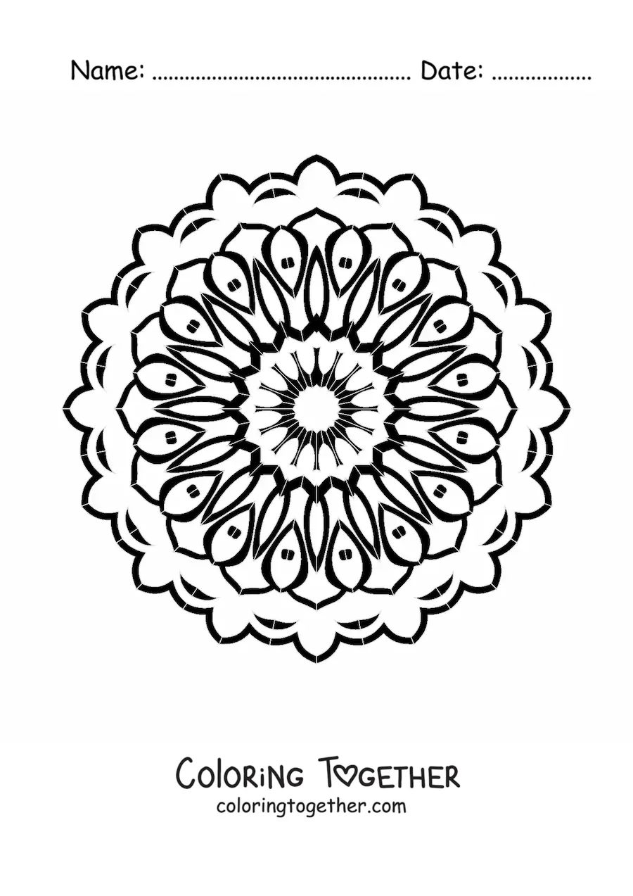 Coloring page of an easy round mandala