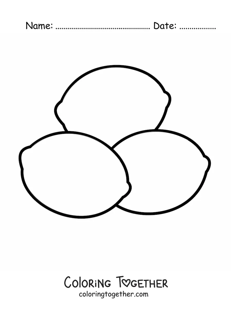 Coloring page of three lemons