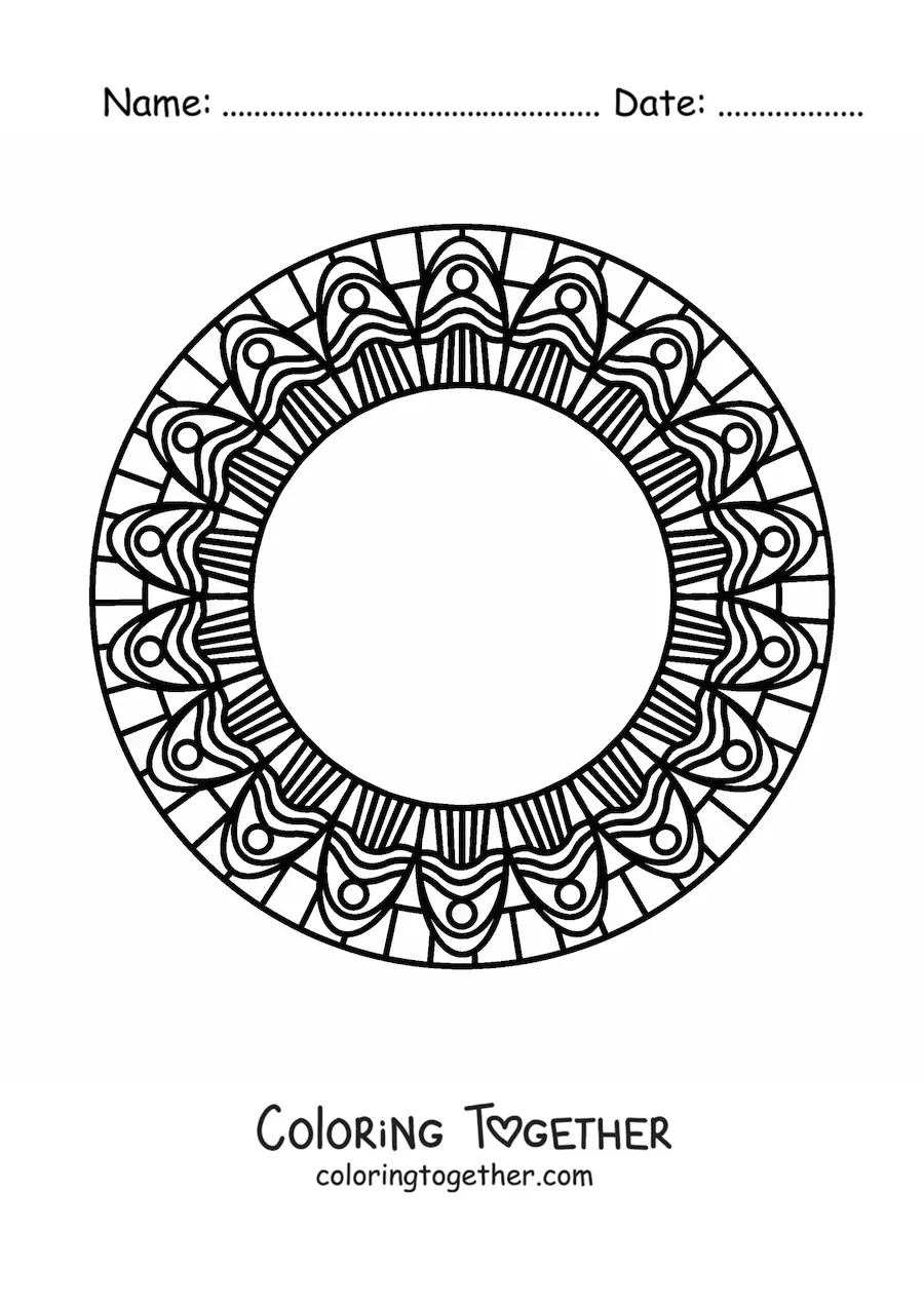 Coloring page of a circular mandala