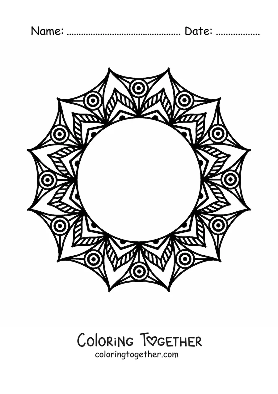 Coloring page of a round mandala
